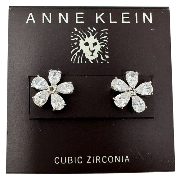Anne Klein Cubic Zirconia Flower Post Stud Earrings - Picture 1 of 3